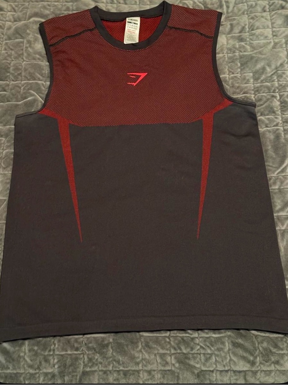 Gymshark Men’s Onyx 5.0 Sleeveless Training Tank - Black and Red XXL